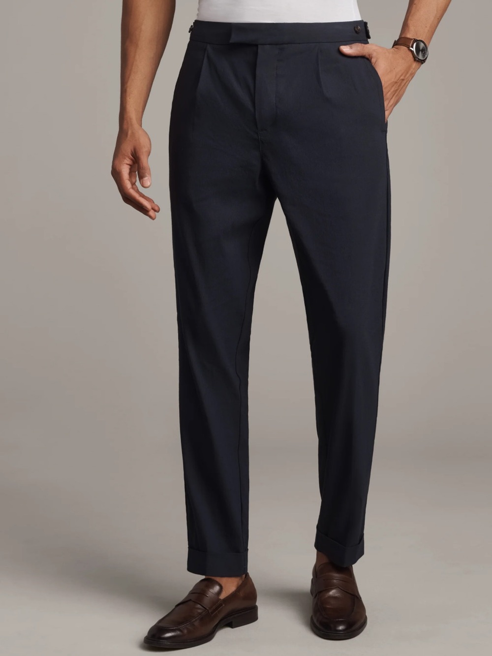 Rhone NWT Amalfi Linen Trouser Slim Fit True Navy Men’s Size 33W 32L